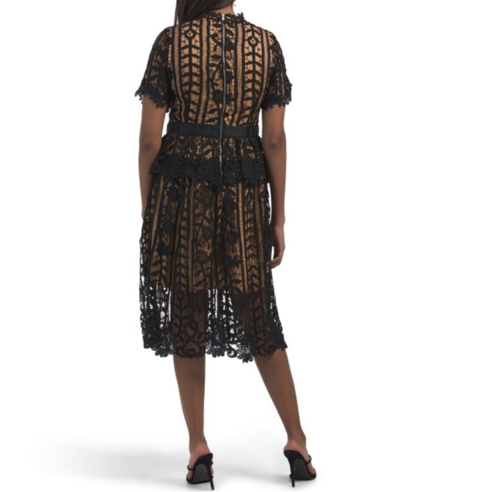 Dalia Macphee Lace Floral Edging Dress